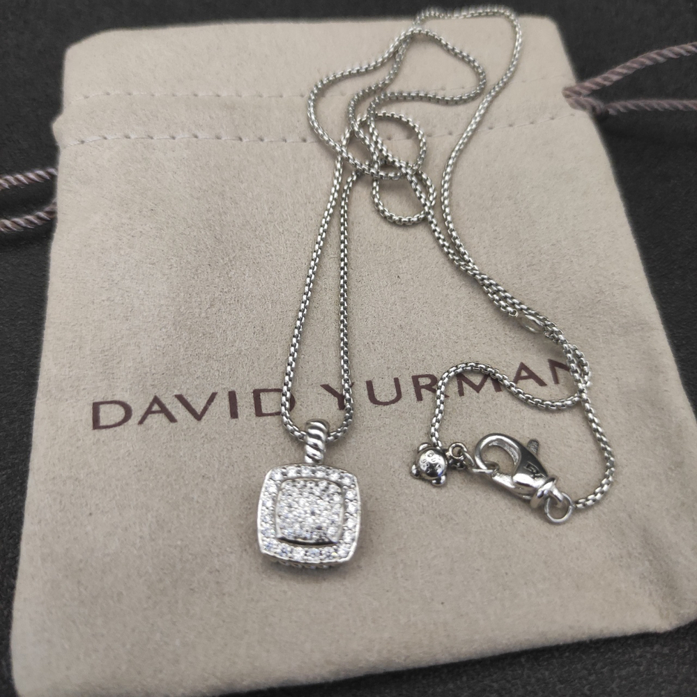 David Yurman Square Diamond Necklace with Full Diamonds